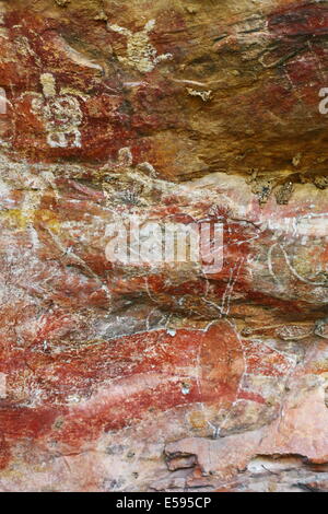 Einheimischen Aborigine-Felskunst - Kununurra, Westaustralien. Stockfoto