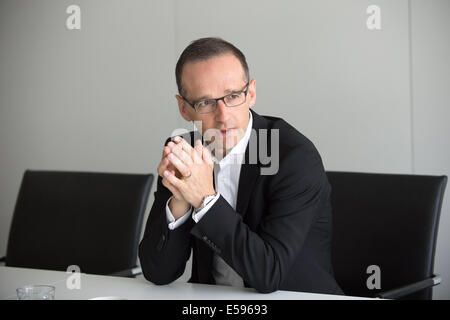 Berlin, Deutschland. 24. Juli 2014. Deutsche Justizministerin Heiko Maas in einem Interview bei der Dpa in Berlin, Deutschland, 24. Juli 2014. Foto: MAURIZIO GAMBARINI/Dpa/Alamy Live News Stockfoto