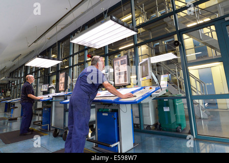 Zentrale Steuerung der Druckmaschine in einer Druckerei Stockfoto