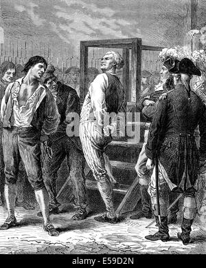 Die Hinrichtung von Georges Danton und Camille Benoît Desmoulins am 5. April 1794 Stockfoto