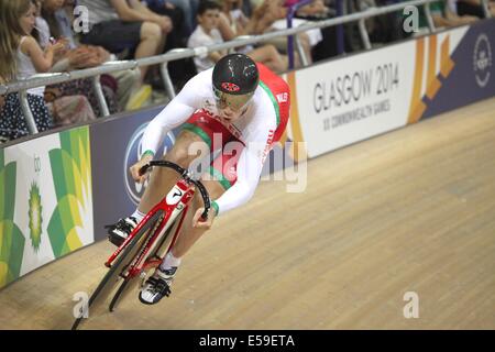 Glasgow, Schottland. 24. Juli 2014. Commonwealth Games Day 1, Track Cycling.  Lewis Oliva (Wales) beendet 8. in der Sprint-Qualifikation Credit: Neville Stile/Alamy Live News Stockfoto