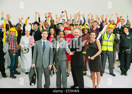 Porträt von begeisterten Belegschaft Stockfoto