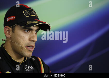 Budapest, Ungarn. 24. Juli 2014. PASTOR MALDONADO aus Venezuela und Lotus F1 Team spricht auf der Pressekonferenz der Formel 1 ungarischen Grand Prix 2014 auf dem Hungaroring in Budapest, Vereinigtes Königreich. Bildnachweis: James Gasperotti/ZUMA Draht/Alamy Live-Nachrichten Stockfoto