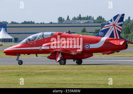 Die roten Pfeile in 2014 Farnborough Air Show. Stockfoto