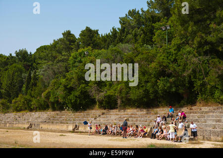 Antiken Stadion, Akropolis Monte Smith, Rhodos, Insel Rhodos, Dodekanes, Griechenland, Europa Stockfoto