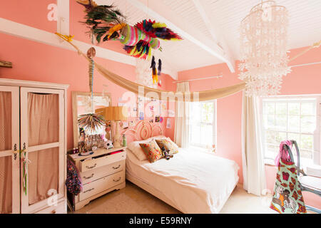 Dekoration im Schlafzimmer des Landhaus Stockfoto