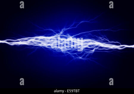 Pure Energie und Strom mit blauem Hintergrund Stockfoto