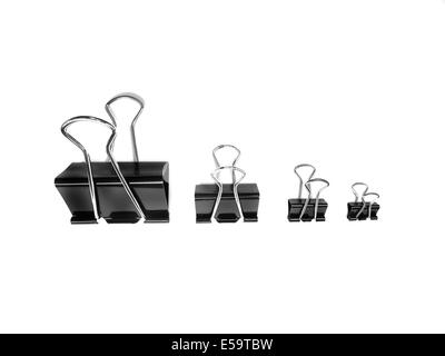 Closeup Haufen von Binder Clips für Geschäfts- oder Ausbildung Schule Stockfoto