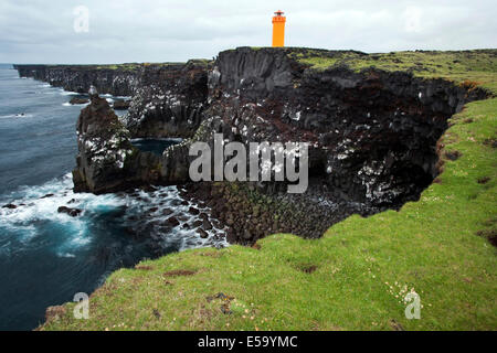 Skalasnagi Leuchtturm - Snaefellsnes Halbinsel, West Island Stockfoto