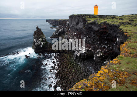 Skalasnagi Leuchtturm - Snaefellsnes Halbinsel, West Island Stockfoto