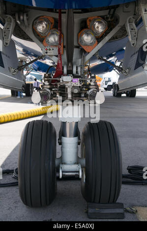 Vordere Fahrwerk Widebody-Flugzeug Stockfoto