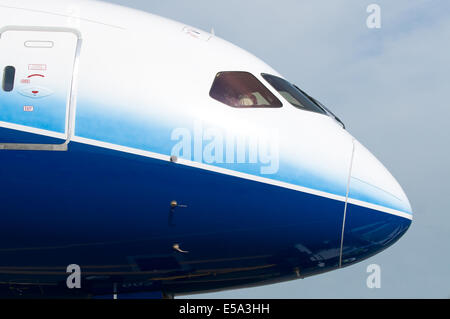 Profil und Cockpit Frontscheiben Widebody-Flugzeugs. Stockfoto