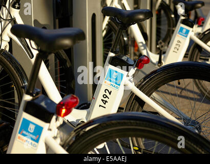 Detail des neuen Bicimad öffentlichen Bike sharing-System.  Madrid. Spanien Stockfoto