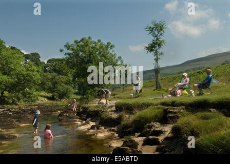 Langstrothdale Valley, River Wharfe nördlich von Hubberholm. Yorkshire Dales National Park. Wharfedale. North Yorkshire. England Großbritannien 2010er 2014 HOMER SYKES Stockfoto