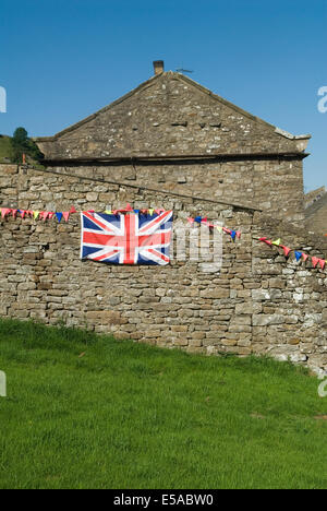 Union Jack-Flagge und Bunting Yorkshire UK HOMER SYKES Stockfoto