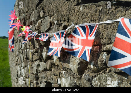 Union Jack-Flagge und Bunting Yorkshire UK HOMER SYKES Stockfoto