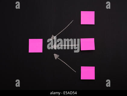 Diagramm der leere Haftnotizen auf Tafel, Debica, Polen Stockfoto