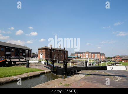 Whitby Sperren für Shropshire Union Canal bei National Waterways Museum in Ellesmere Port, Wirral, Cheshire, England, UK, Großbritannien Stockfoto