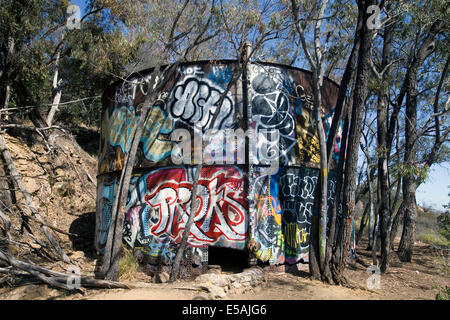 Die Reste der Murphy-Ranch als Basis für Nazi-Aktivitäten in den USA während des zweiten Weltkrieges in Los Angeles entworfen. Stockfoto