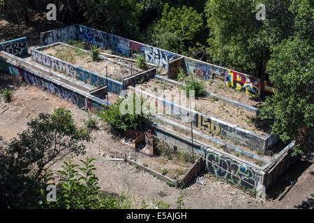 Die Reste der Murphy-Ranch als Basis für Nazi-Aktivitäten in den USA während des zweiten Weltkrieges in Los Angeles entworfen. Stockfoto