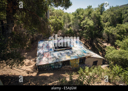 Die Reste der Murphy-Ranch als Basis für Nazi-Aktivitäten in den USA während des zweiten Weltkrieges in Los Angeles entworfen. Stockfoto