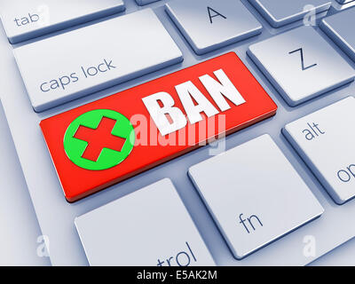 Rot Verbot Taste mit grünen Symbol, 3d Computer-Tastatur Stockfoto