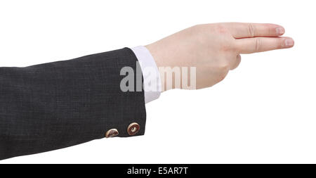 Bewertung von zwei zusammen Finger - hand Geste isoliert auf weißem Hintergrund Stockfoto