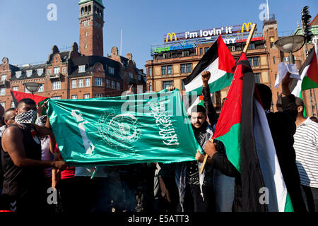 Kopenhagen, Dänemark-Freitag, 25. Juli 2014: Einige 2000 Menschen versammeln sich an der Copenhagen Rathaus Platz am Freitag Nachmittag protestieren gegen aktuelle Angriff Israels auf Gaza. Die Demonstration wurde von der Dänisch-palästinensische Freundschaftsgesellschaft organisiert. Bildnachweis: OJPHOTOS/Alamy Live-Nachrichten Stockfoto