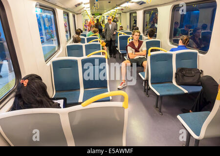 Melbourne Australia, Victoria CBD Central Business, District, Flagstaff Railway Station, Metro Network, City Loop, Passagierkabine, Passagierfahrt Stockfoto