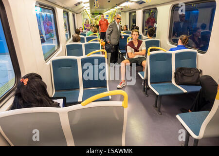 Melbourne Australien, Bahnhof Flagstaff, U-Bahn-Netz, City Loop, Passagierkabine, Passagiere Fahrer, Fahrer, Sitze, AU140320012 Stockfoto