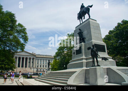 General William Tecumseh Sherman Denkmal, Schnittpunkt der 15th Street, Pennsylvania Avenue und Treasury Ort, Washington DC Stockfoto