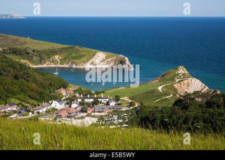 Blick über Lulworth Cove, Jurassic Coast, Dorset, England Stockfoto