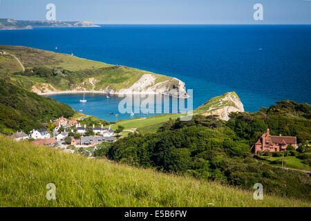 Blick über Lulworth Cove, Jurassic Coast, Dorset, England Stockfoto