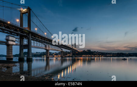 Tamar Brücke eine Hängebrücke über die Mündung des Flusses Tamar Plymouth in Devon bis Saltash in Cornwall Stockfoto