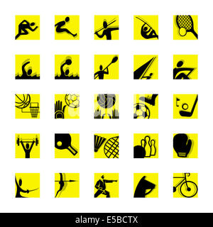 Sport-Symbol set schwarz und gelb Stockfoto