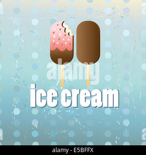 hellen Poster mit leckeres Eis auf einem Vintage blau Vintage-Hintergrund Stockfoto