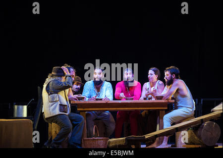 Piemont, Provinz Turin, Italien. 25. Juli 2014. Grugliasco Le Serre Performance "Timber" durch kanadisches Unternehmen Cirque Alfonse Credit: Wirklich einfach Star/Alamy Live-Nachrichten Stockfoto