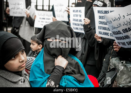 Anjem Choudary radikale islamistische Protest vor dem Central London Mosque Stockfoto