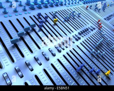 Fantasie-professionelle mixing-Konsole im Studio. 3D illustration Stockfoto