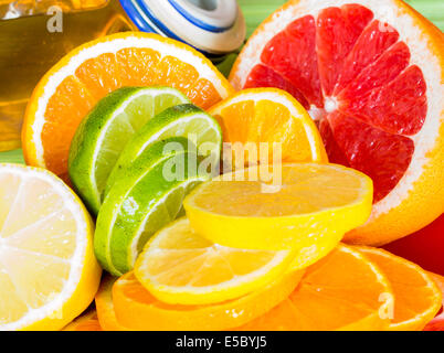 Grapefruit-Orange Zitrone Lindenhonig Stockfoto