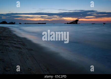 Sonnenuntergang am Tangalooma Wracks, Moreton Island Stockfoto