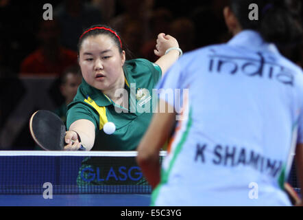 Glasgow, Schottland. 27. Juli 2014. Glasgow Commonwealth Games. Tisch Tennis Frauen Bronze Finale. Ziyu Zhang AUS Kredit: Action Plus Sport/Alamy Live News Stockfoto