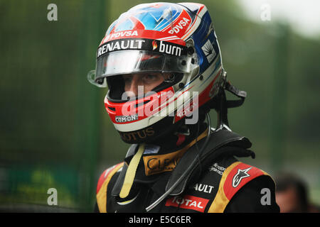 Budapest, Ungarn. 27. Juli 2014. Ungarische F1 Grand Prix-Rennen aus dem Hungaroring. Romain Grosjean von Lotus F1 Team zieht sich aus dem Rennen Credit: Action Plus Sport/Alamy Live News Stockfoto