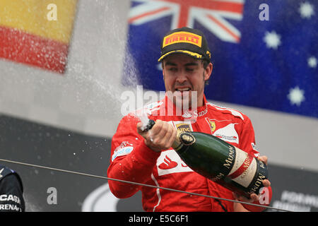 Budapest, Ungarn. 27. Juli 2014. Ungarische F1 Grand Prix-Rennen aus dem Hungaroring. Fernando Alonso von Scuderia Ferrari beendet 2.Platz Credit: Action Plus Sport/Alamy Live News Stockfoto