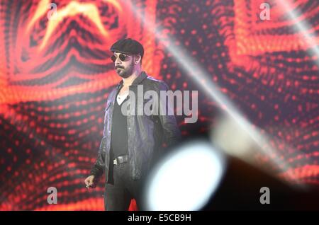 Danzig, Polen 27. Juli 2014 Backstreet Boys Gruppe führt live auf der Bühne in der Sporthalle der ERGO Arena in Danzig. Bildnachweis: Michal Fludra/Alamy Live-Nachrichten Stockfoto