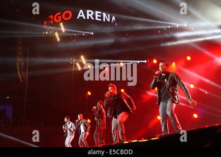 Danzig, Polen 27. Juli 2014 Backstreet Boys Gruppe führt live auf der Bühne in der Sporthalle der ERGO Arena in Danzig. Bildnachweis: Michal Fludra/Alamy Live-Nachrichten Stockfoto