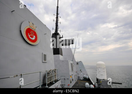 Belfast, Nordirland. 26.07.2014 - Blick nach achtern der neuesten Schiff der Royal Navy, der Art 45 Zerstörer HMS Duncan Credit: Stephen Barnes/Alamy Live News Stockfoto