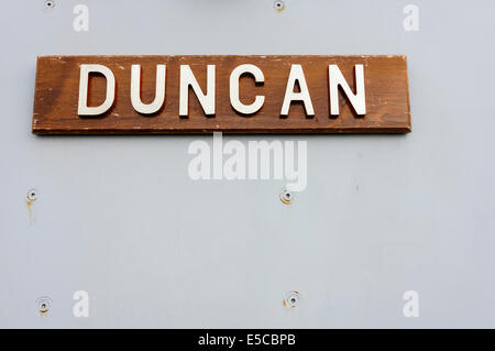 Belfast, Nordirland. 26.07.2014 - Typenschild auf der Art 45 Zerstörer HMS Duncan Credit: Stephen Barnes/Alamy Live News Stockfoto
