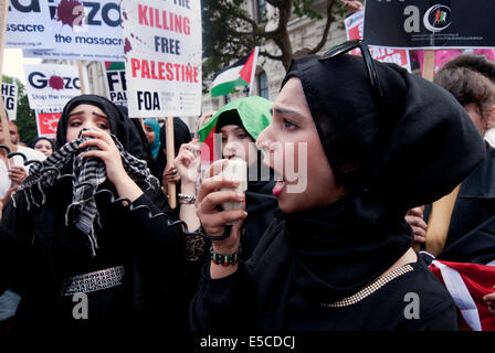 Tausende protestieren in London gegen die israelischen Angriffe auf Gaza 26. Juli 2014 Stockfoto