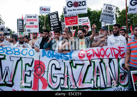 Tausende protestieren in London gegen die israelischen Angriffe auf Gaza 26. Juli 2014 Stockfoto